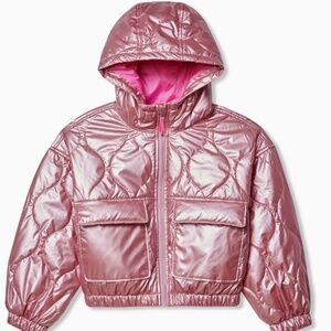 NWT sz 8 Rockets of Awesome metallic pink girls puffer coat jacket